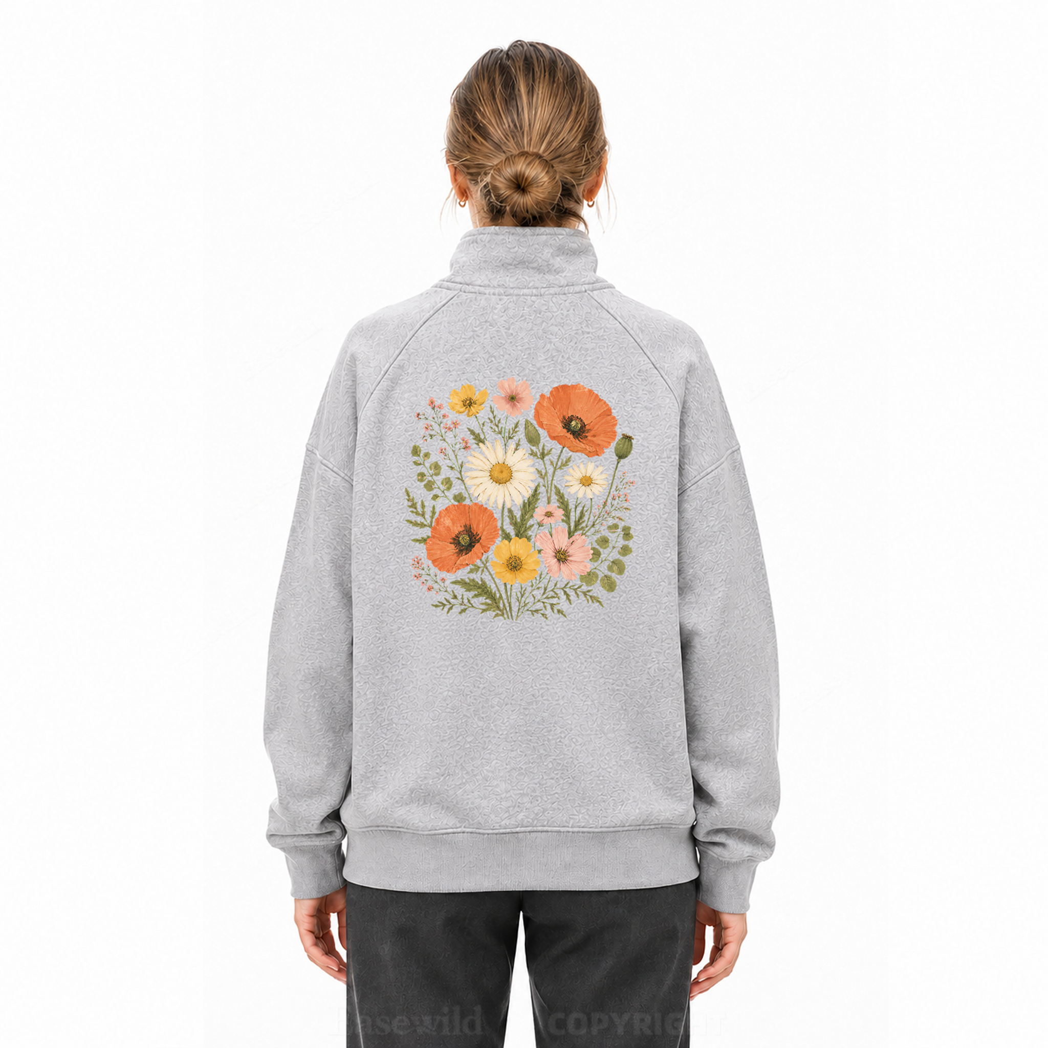 Wildflower Medley Zip Pullover Sweatshirt