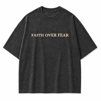 Faith Over Fear Oversized Christian Graphic Tee