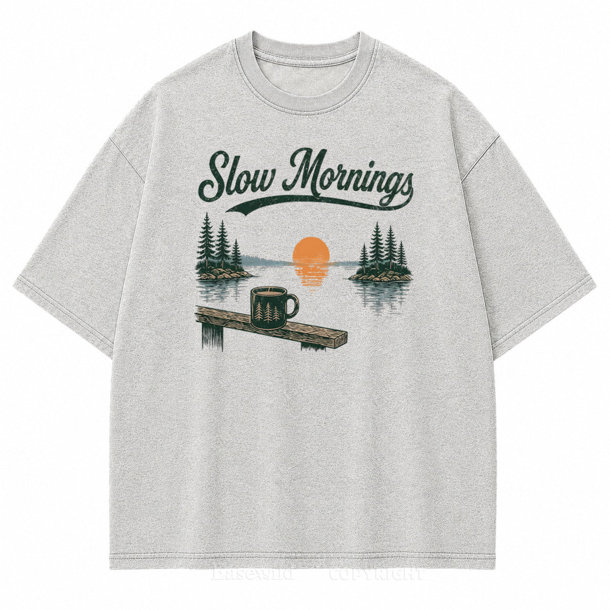 Slow Mornings Lake Coffee Washed Print Tee