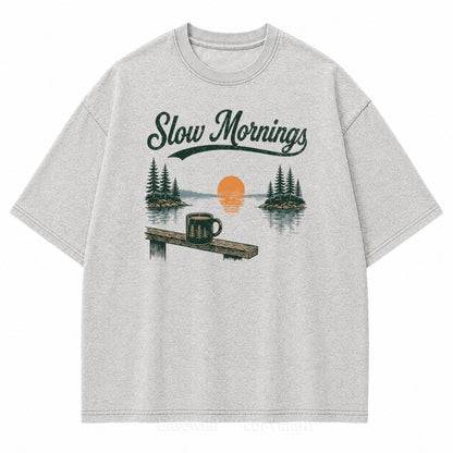 Slow Mornings Lake Coffee Washed Print Tee