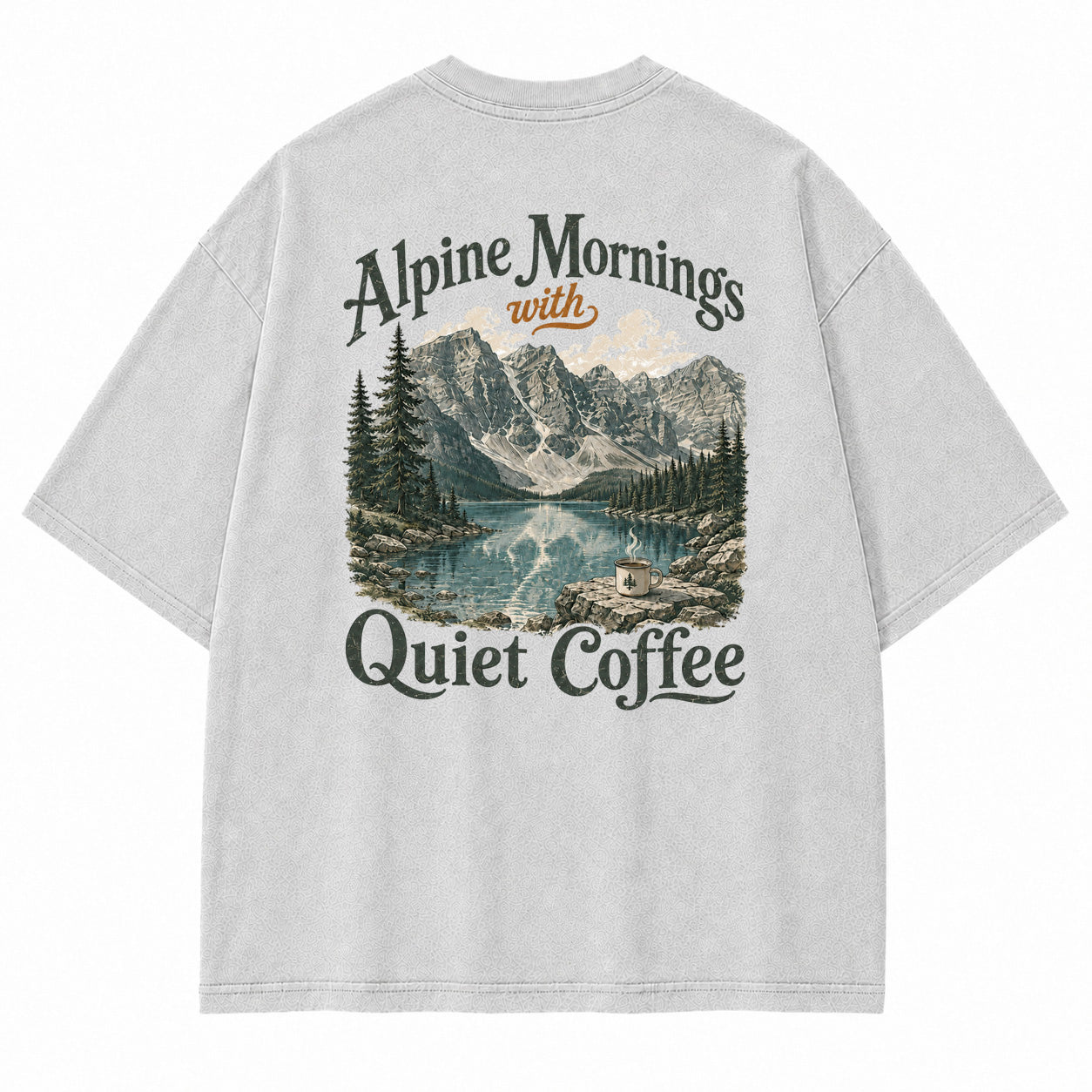 Alpine Mornings Quiet Coffee Graphic T-Shirt
