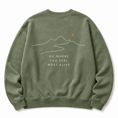 Go Where You Feel Most Alive Washed Graphic Sweatshirt