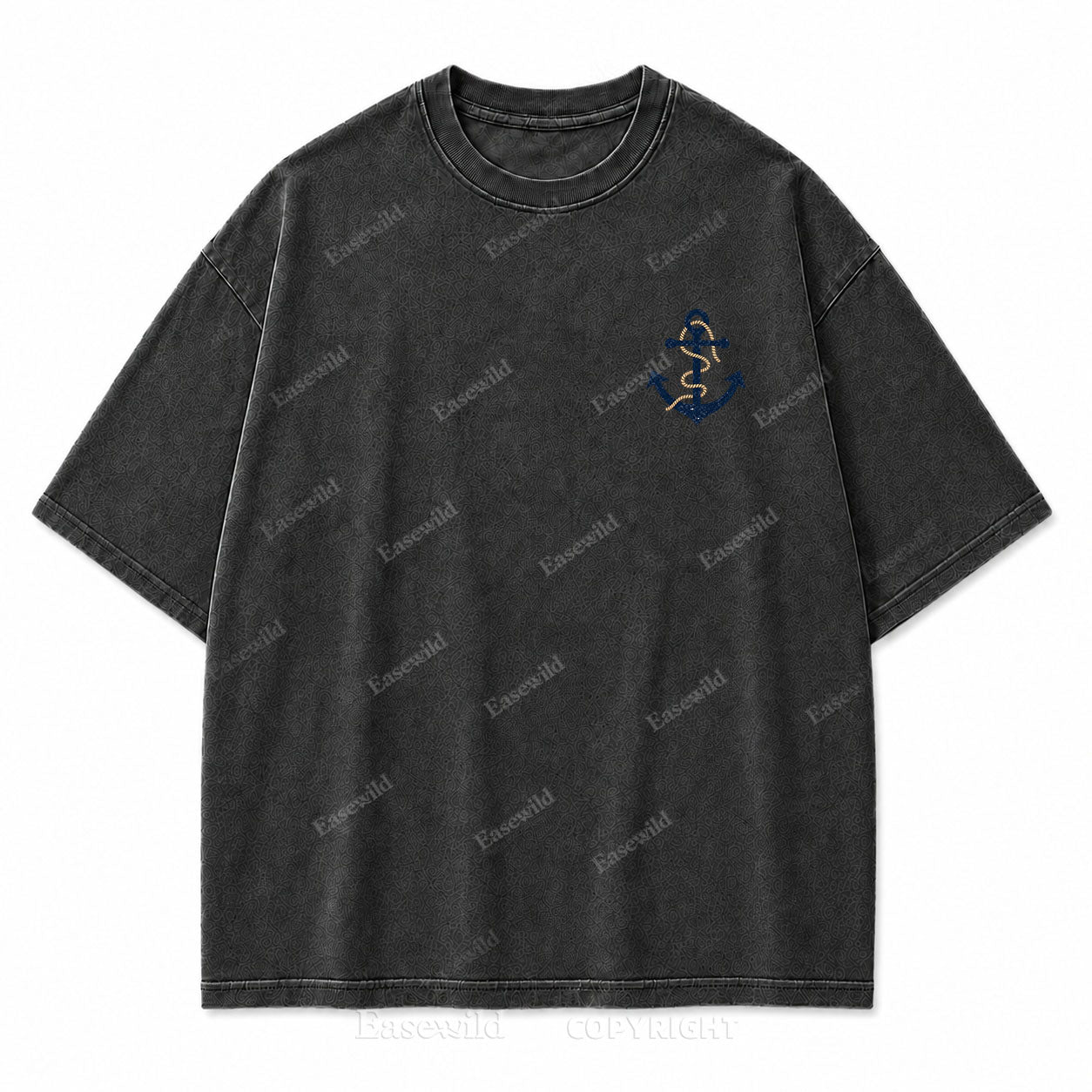 Hold Fast Stay True Nautical Anchor Washed Graphic Tee