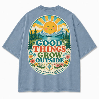 Good Things Grow Outside Washed T-Shirt