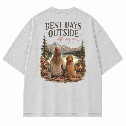 Alpine Lake Dog Campfire Graphic T-Shirt
