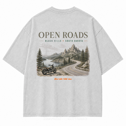 Open Roads Black Hills Washed Back Print Tee