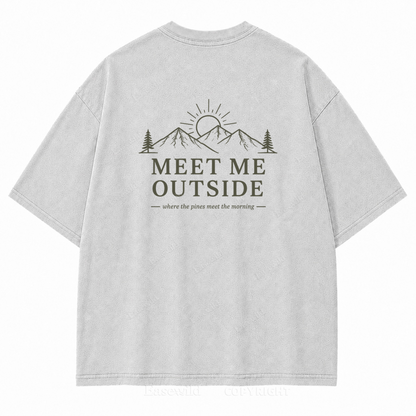 Meet Me Outside Sunrise Washed Back Print Tee