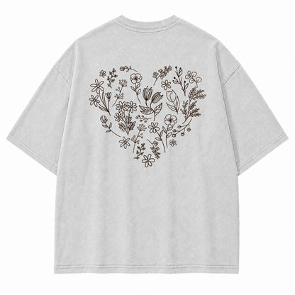 Wildflower Heart Botanical Graphic T-Shirt
