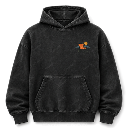 Vintage Camping Sunset Back Print Washed Graphic Hoodie
