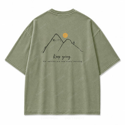 Keep Going Mountain Washed Back Print Tee