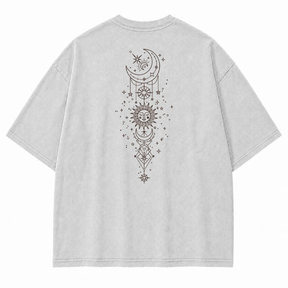 Celestial Harmony Sun Moon Graphic T-Shirt