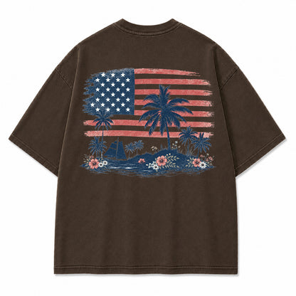 Coastal Liberty Palm Flag Graphic T-Shirt