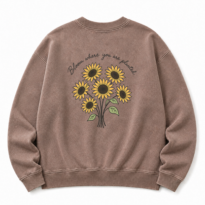 Bloom Where You Are Planted Washed Graphic Sweatshirt