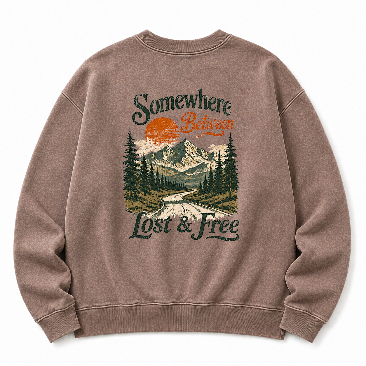Somewhere Between Lost & Free Washed Back Graphic Sweatshirt