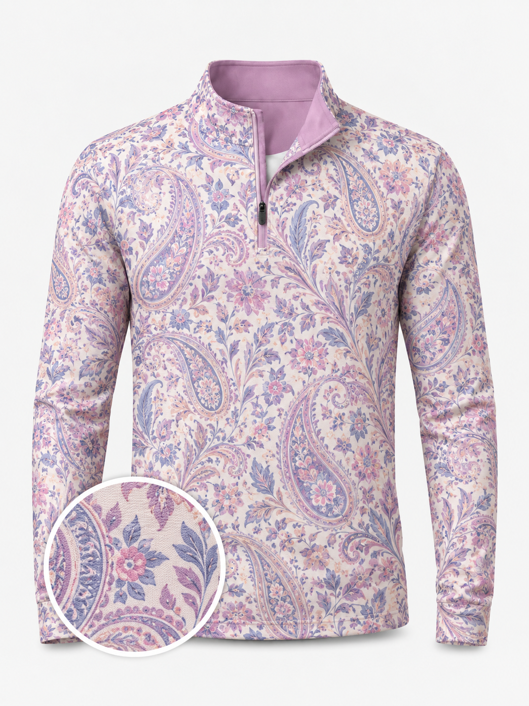 Lavender Paisley Quarter-Zip Pullover