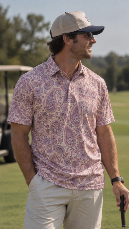 Blush Paisley Golf Polo