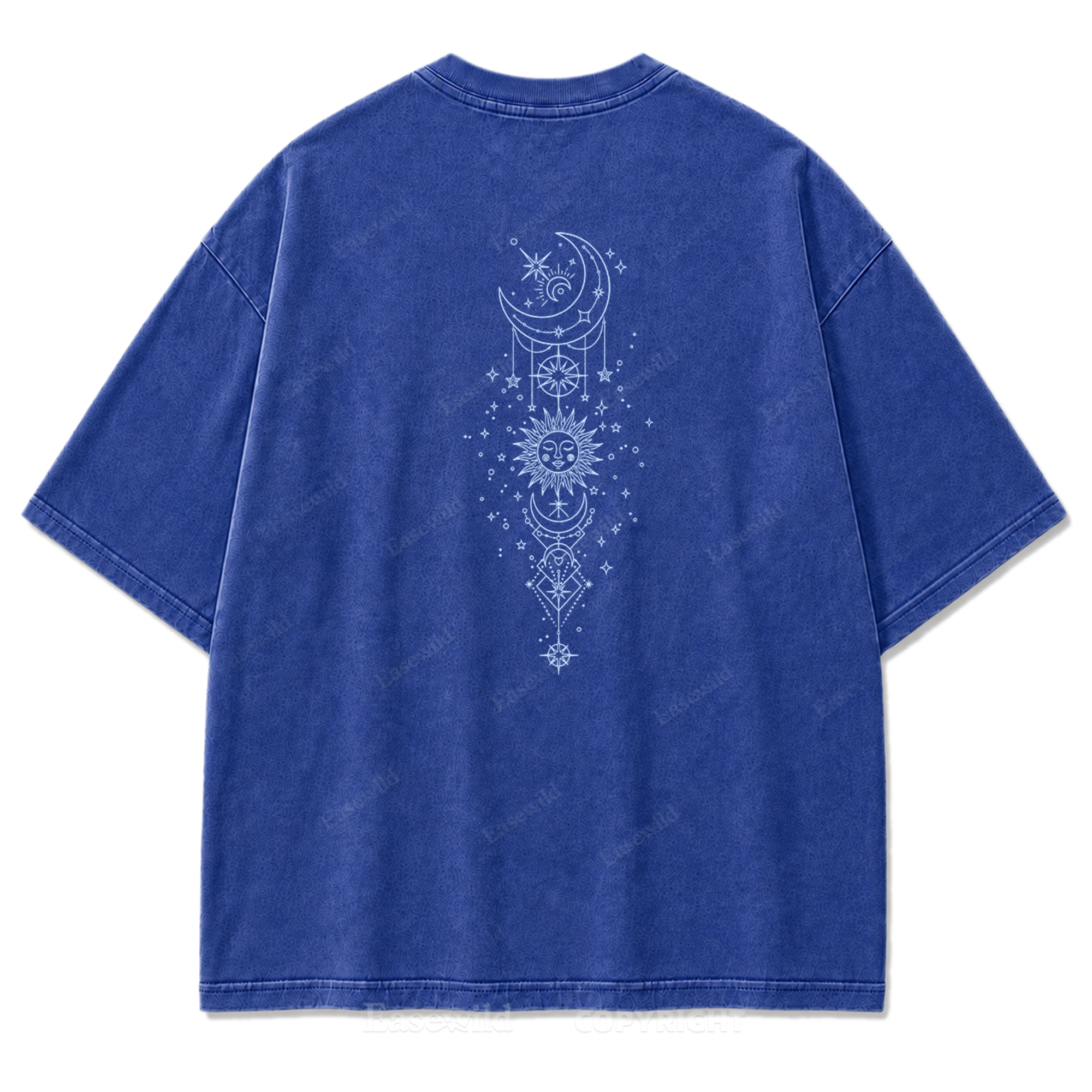 Himmlische Harmonie Sonne Mond Washed Print T-Shirt