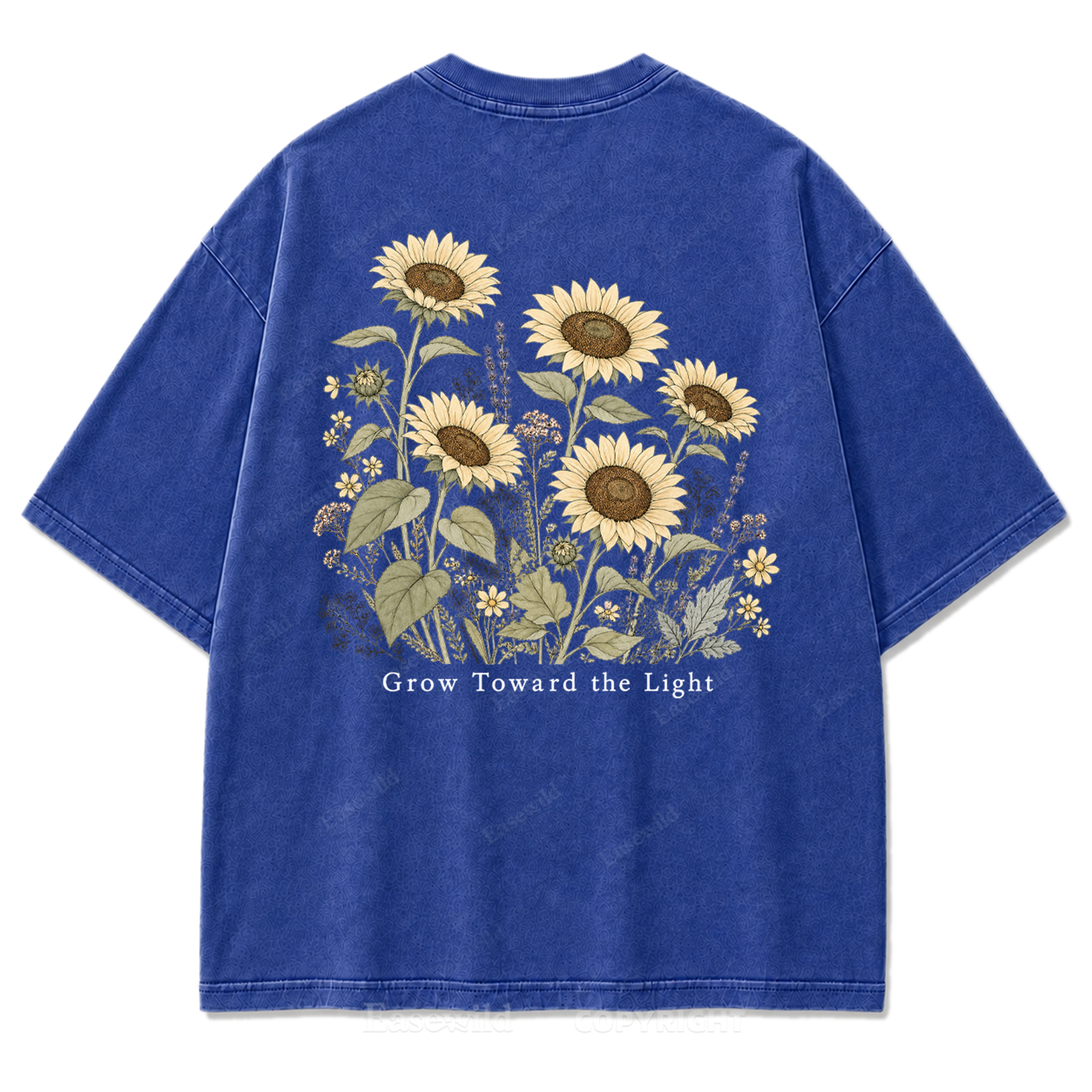 T-Shirt mit gewaschenem „Grow Toward the Light“-Print