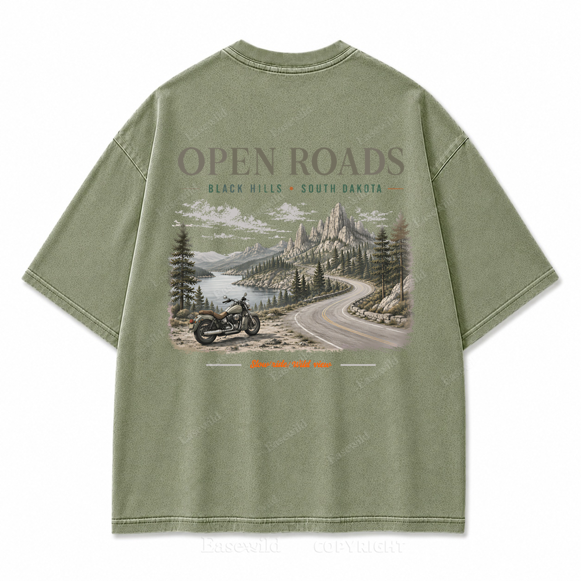 Open Roads Black Hills Washed Back Print Tee