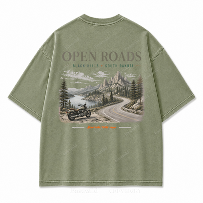 Open Roads Black Hills Washed Back Print Tee