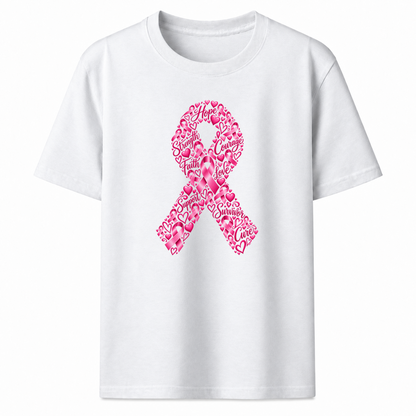 Pink Ribbon Hearts Graphic T-Shirt