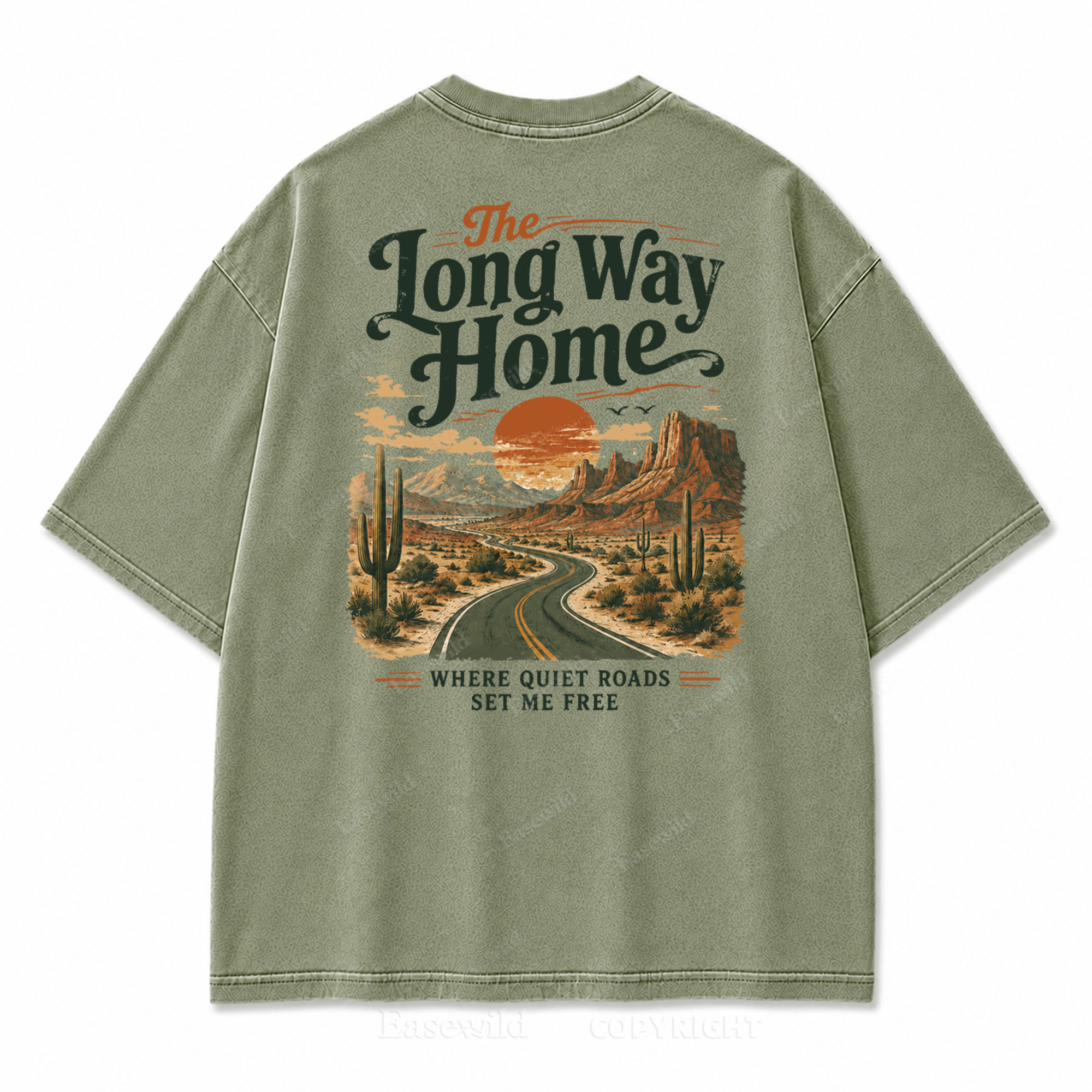 The Long Way Home Washed Back Print Tee