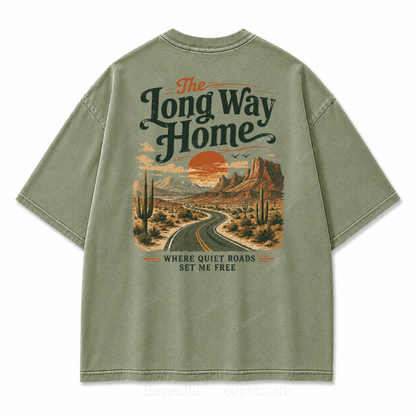 The Long Way Home Washed Back Print Tee