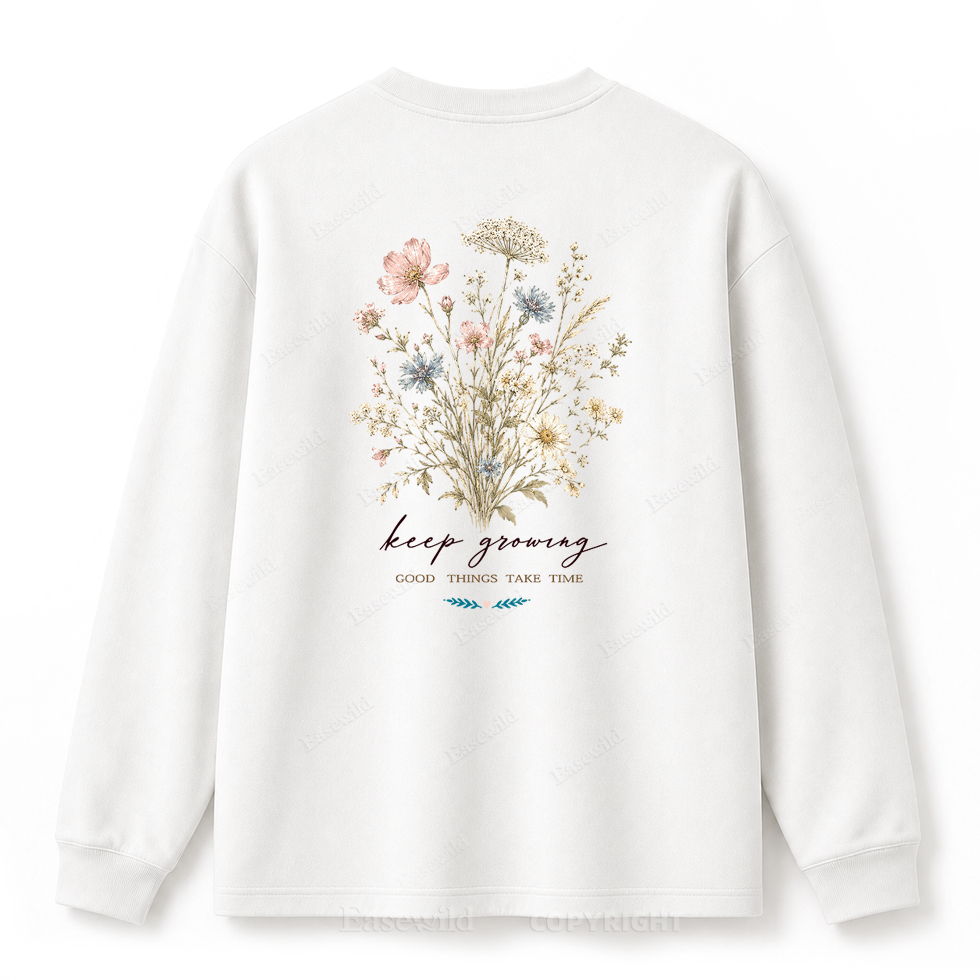 Langarmshirt mit „Keep Growing Wildflower Graphic“-Aufdruck