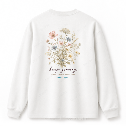 Langarmshirt mit „Keep Growing Wildflower Graphic“-Aufdruck