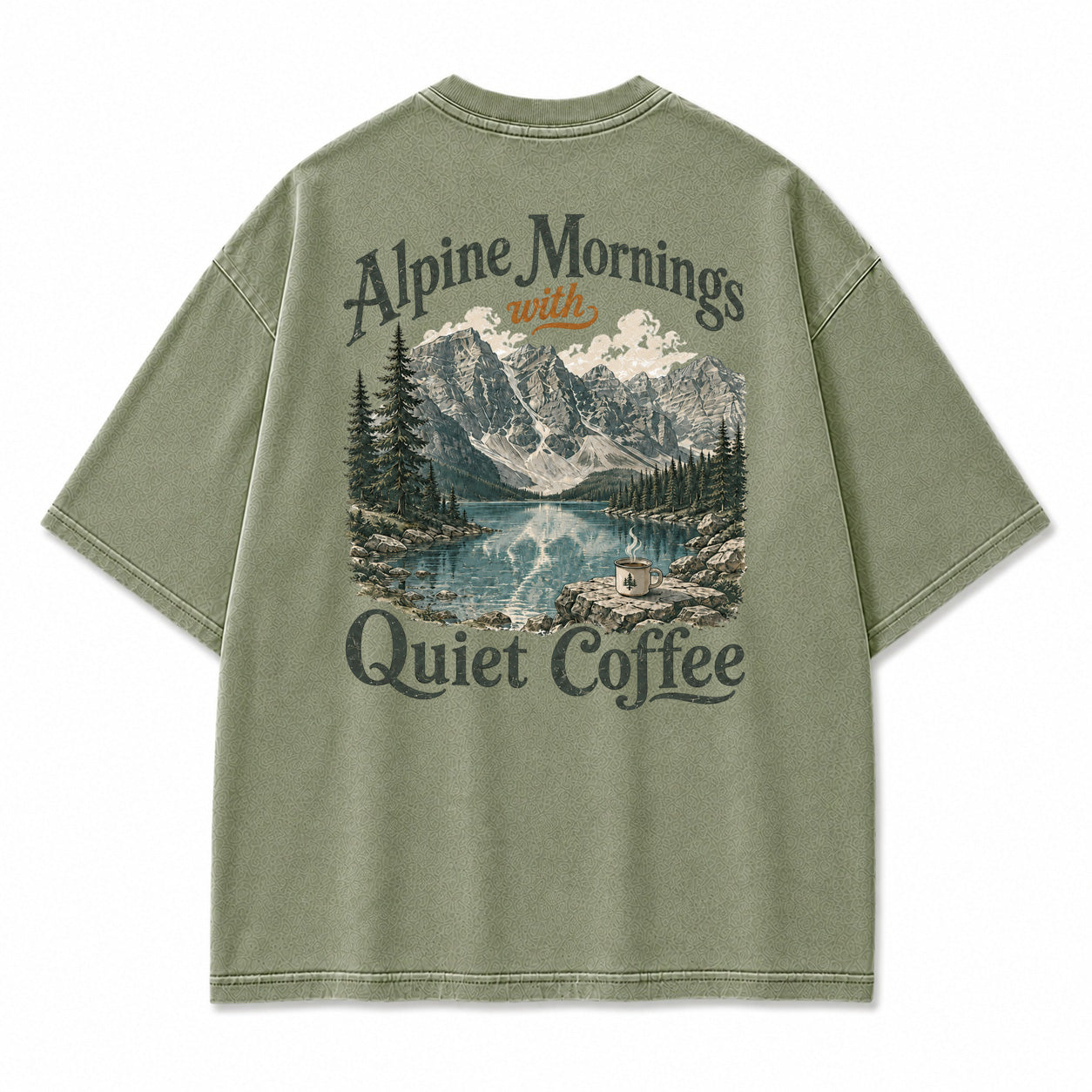 Alpine Mornings Quiet Coffee Graphic T-Shirt