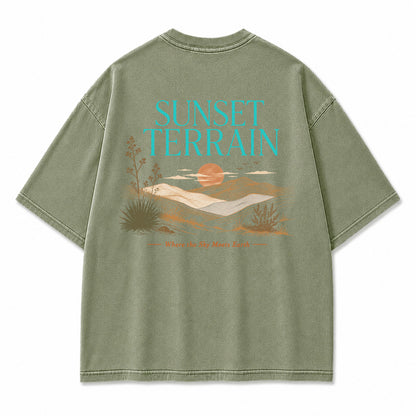 Sunset Terrain Desert Landscape Graphic T-Shirt