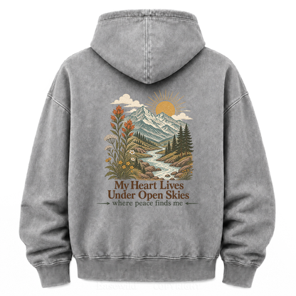 Where Peace Finds Me Vintage Mountain Washed Graphic Hoodie