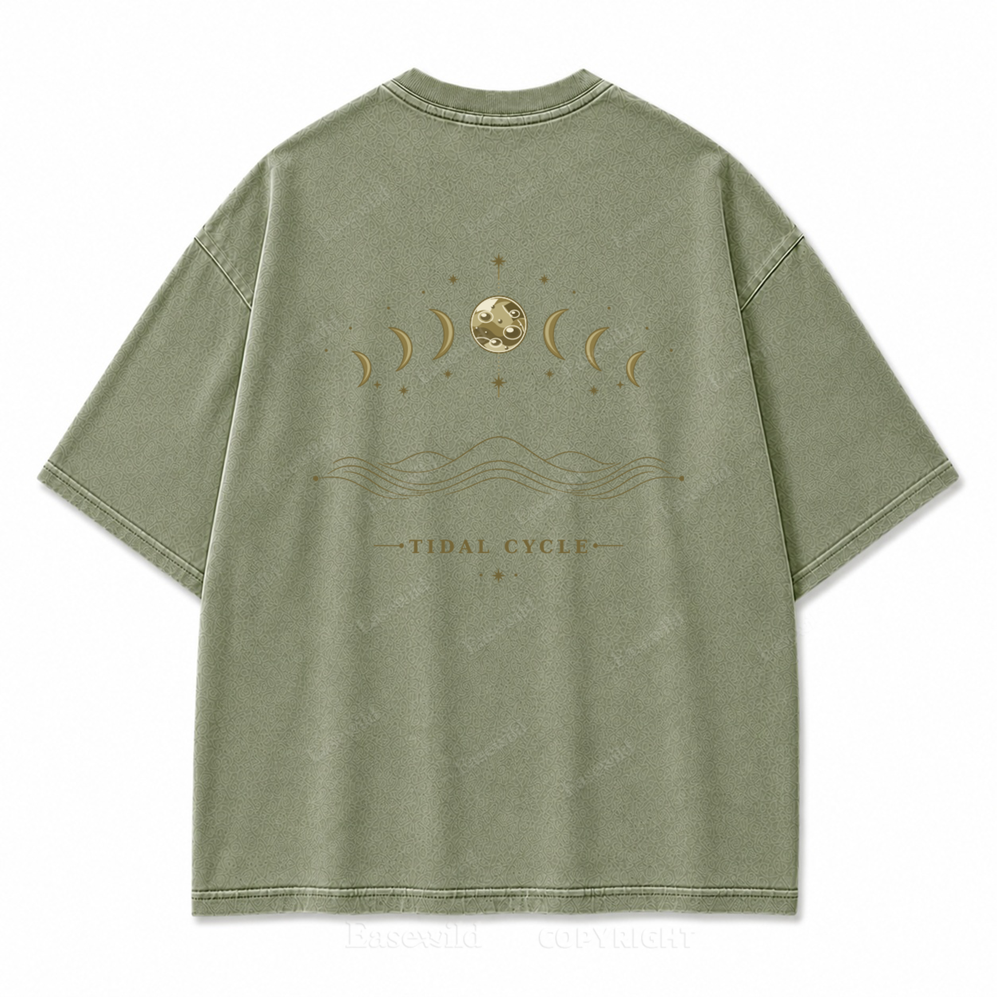 Tidal Cycle Moon Phase Washed Back Print Tee