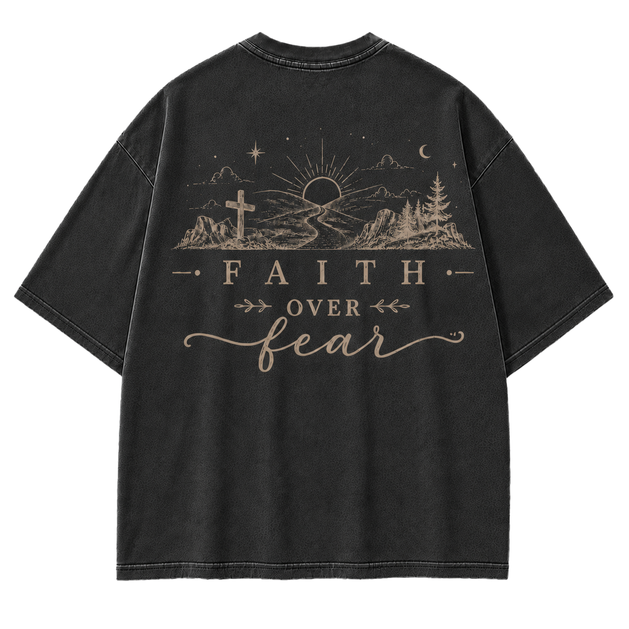 Faith Over Fear Washed Back Print Tee