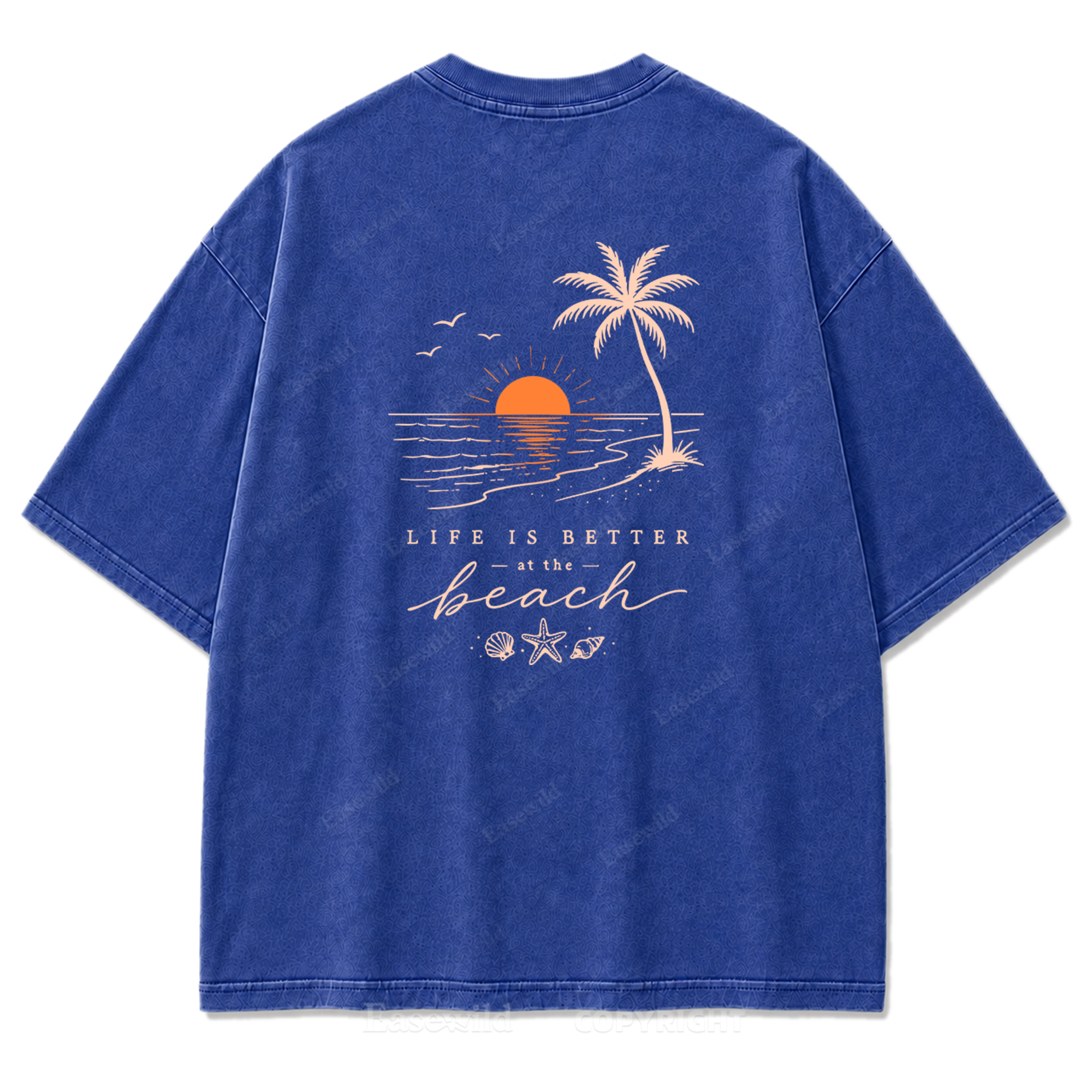 T-Shirt mit gewaschenem Aufdruck „Life Is Better at the Beach“