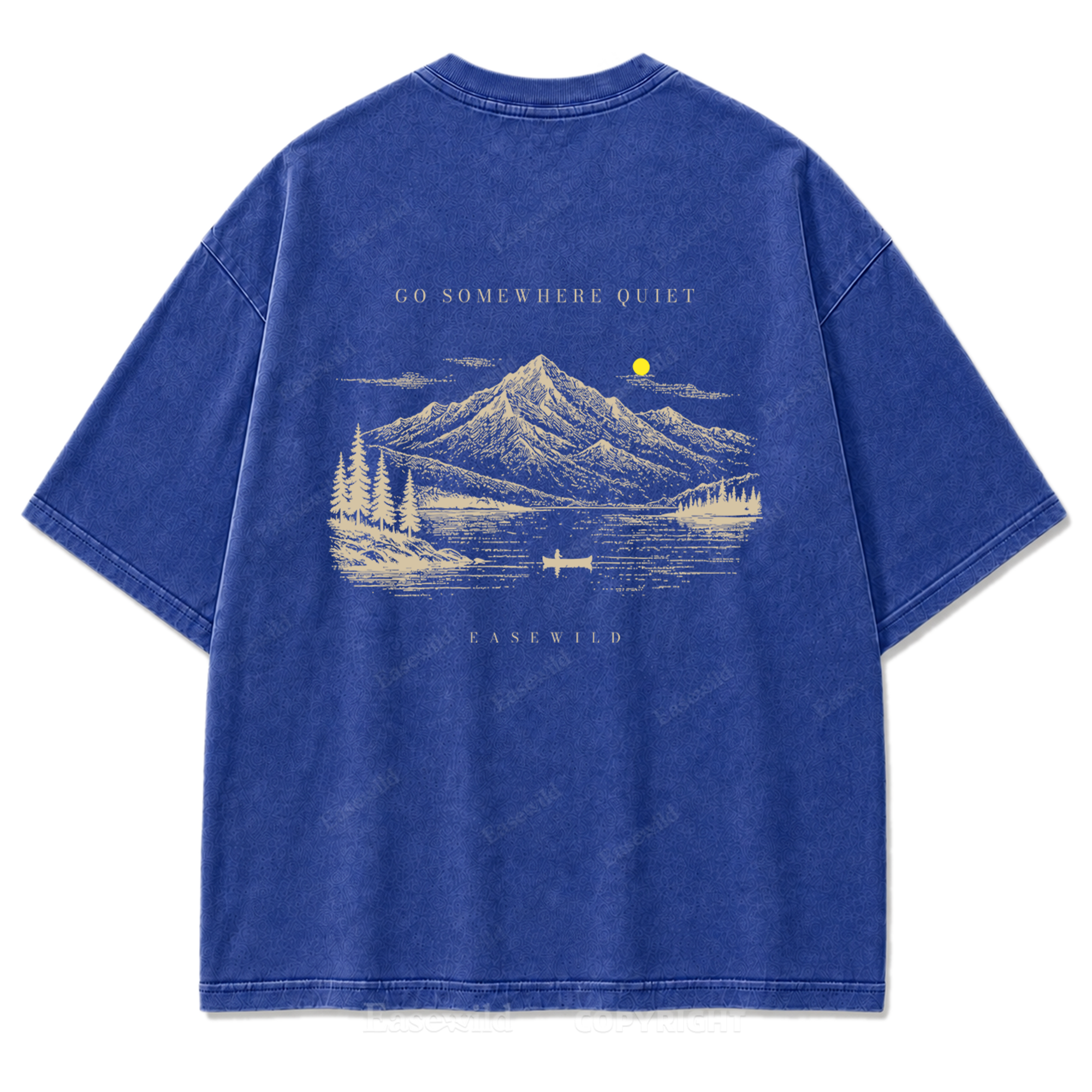 T-Shirt mit gewaschenem Druckmotiv „Ruhiger Alpensee“