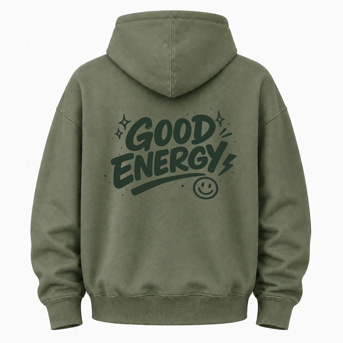 Good Energy Smile Graphic Washed Hoodie