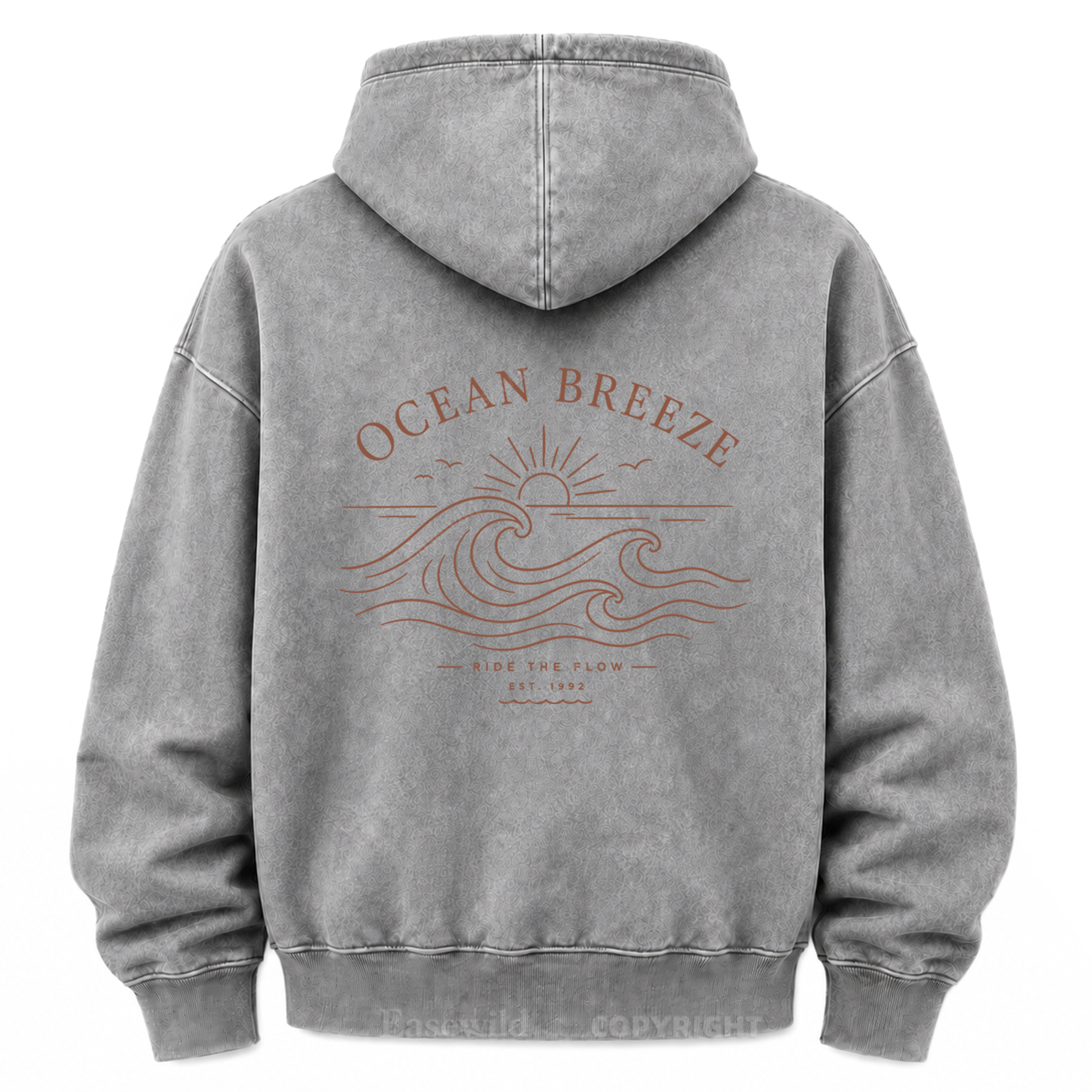 Ocean Breeze Wave Washed Graphic Hoodie