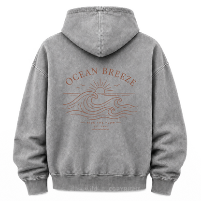 Ocean Breeze Wave Washed Graphic Hoodie