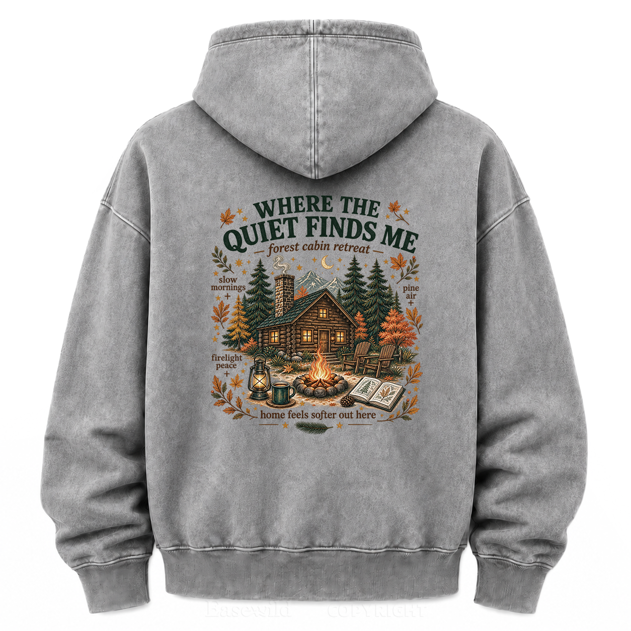 Where the Quiet Finds Me Cabin Washed Graphic Hoodie
