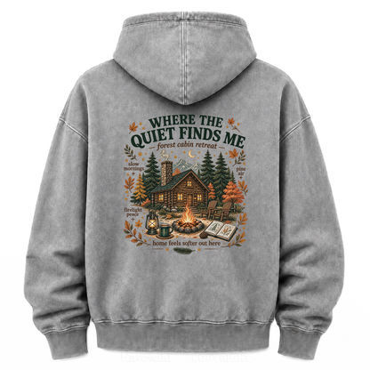 Where the Quiet Finds Me Cabin Washed Graphic Hoodie