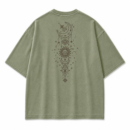 Celestial Harmony Sun Moon Graphic T-Shirt