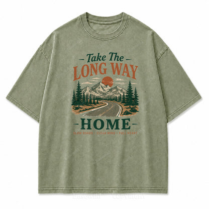 Take the Long Way Home Washed Print Tee