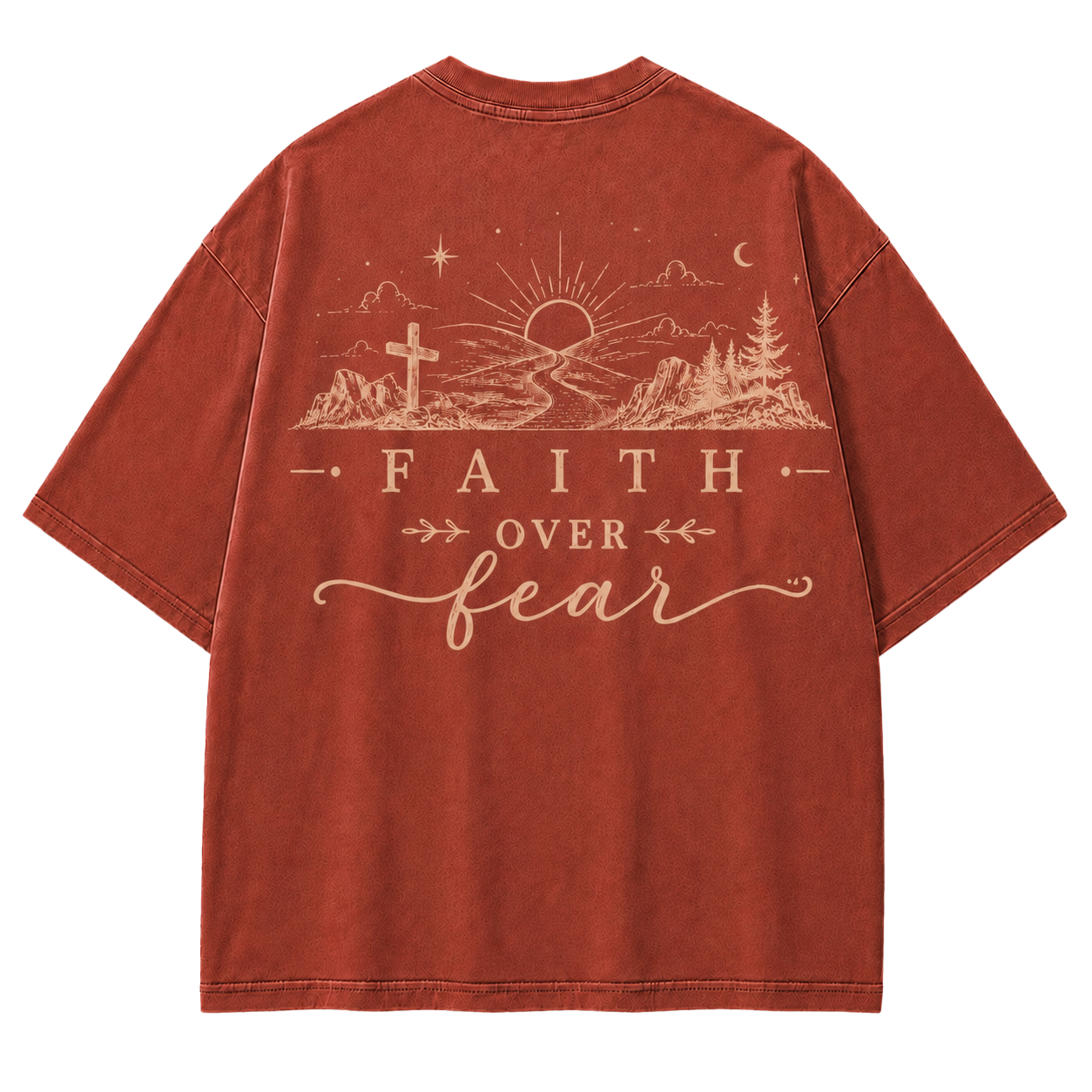 Faith Over Fear Washed Back Print Tee