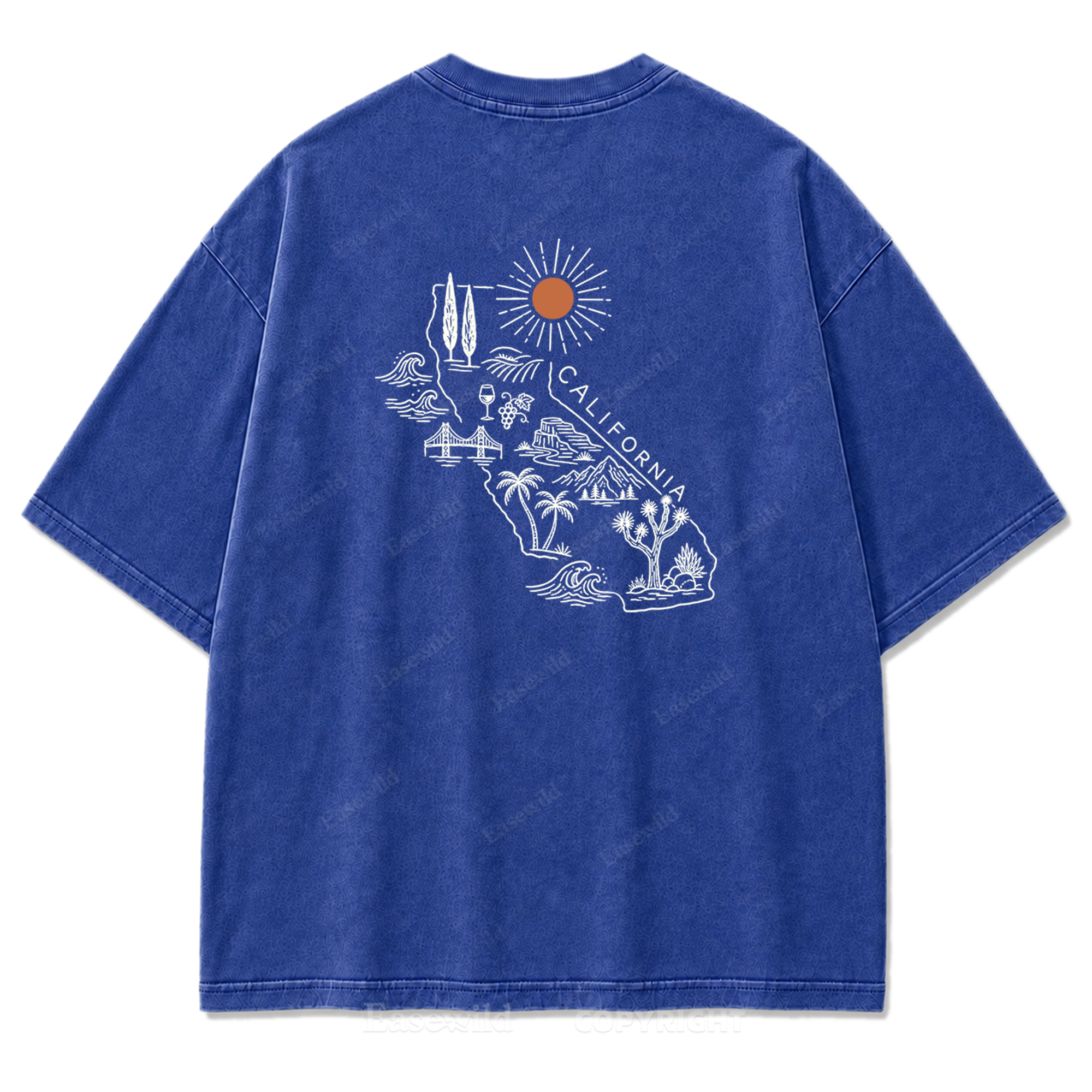 T-Shirt mit Kalifornien-Umriss in verwaschenem Druck