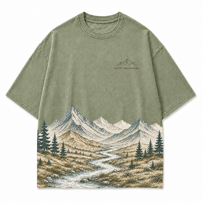Quiet Mountains River Landscape Graphic T-Shirt