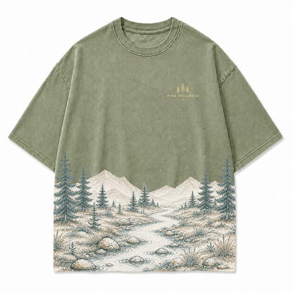 Pine Stillness River Landscape Graphic T-Shirt