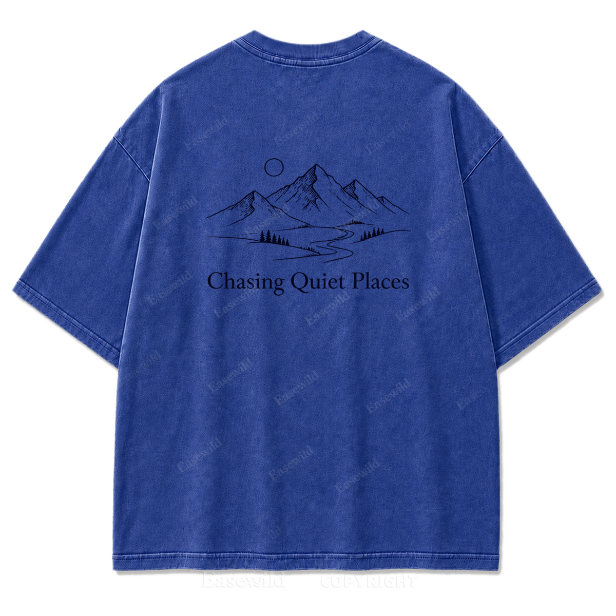 Für diejenigen, die ruhige Orte suchen – Minimalistisches „Mountain Washed“ Print-T-Shirt