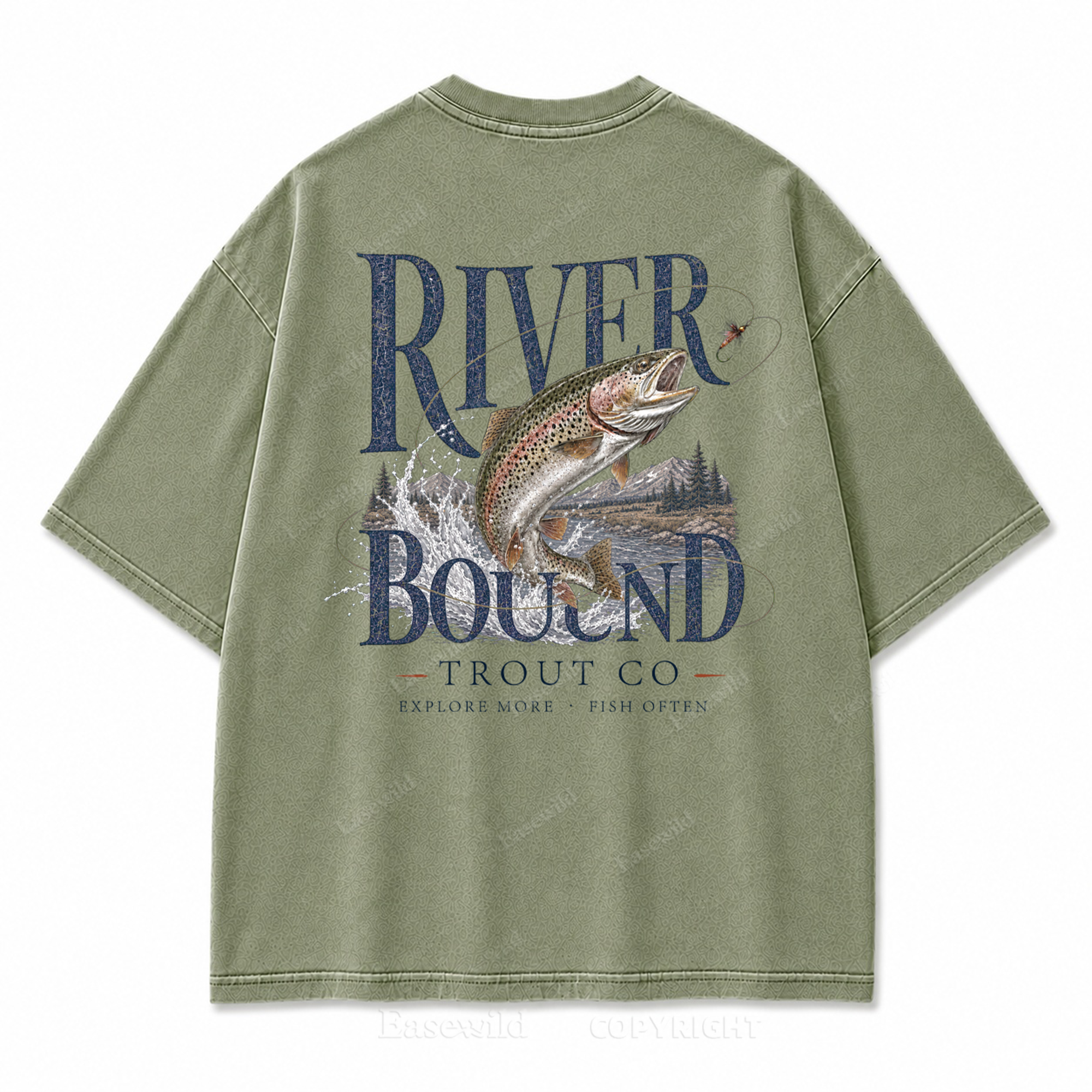 River Bound Trout Fishing Graphic T-Shirt