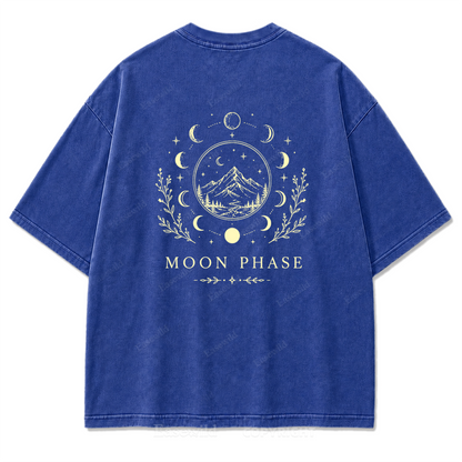 Moon Phase Mountain Washed Print Tee